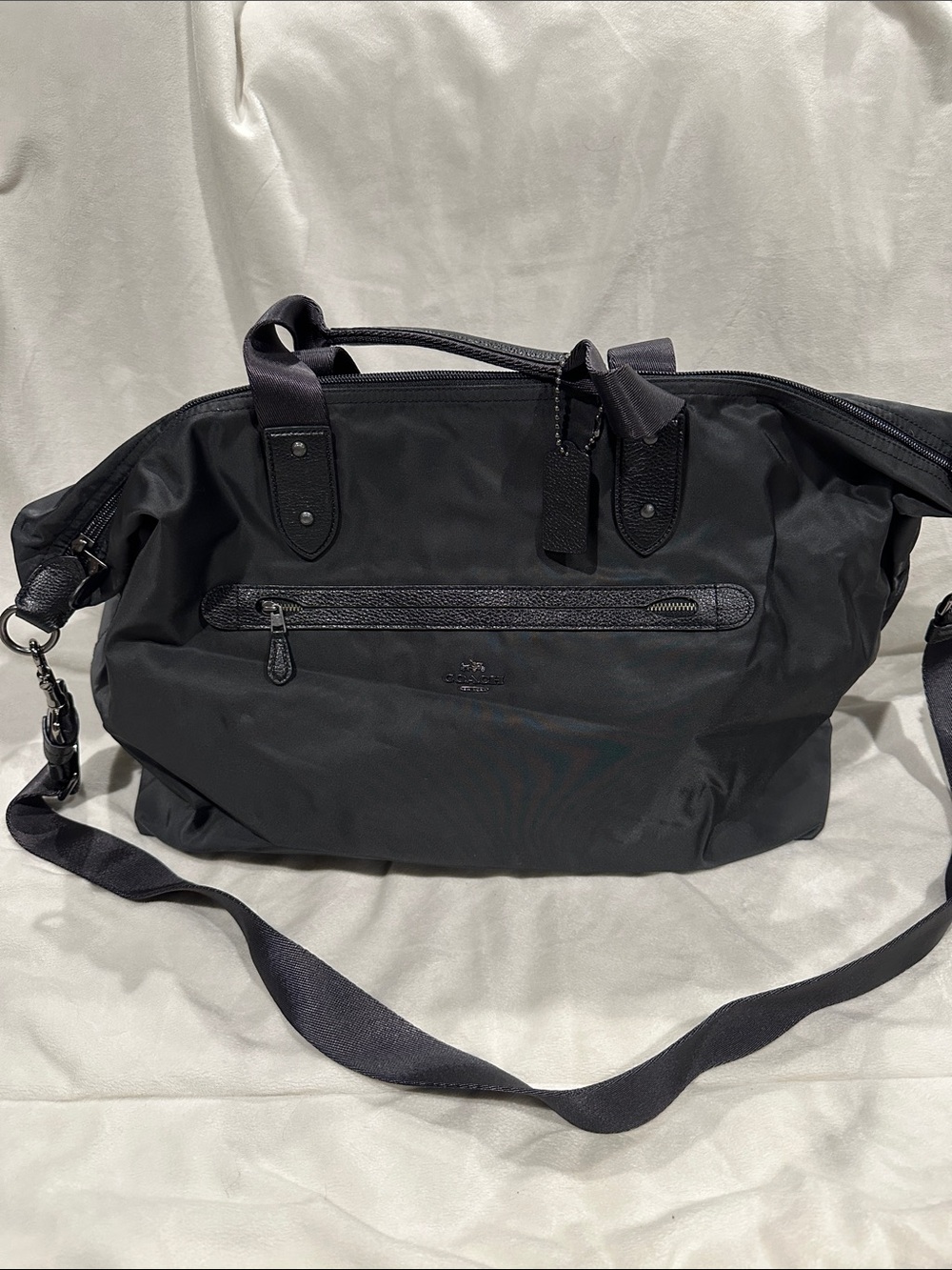Coach Black Nylon Duffel with Leather Trim